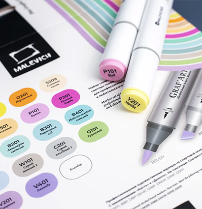 Набор спиртовых маркеров Малевичъ GrafArt Brush, Светлые тона 24 цвета,