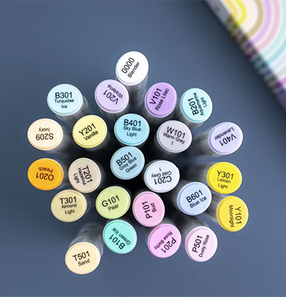 Набор спиртовых маркеров Малевичъ GrafArt Brush, Светлые тона 24 цвета,