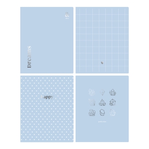 Тетрадь 80л., А5, клетка BG "Blue&silver", тиснение фольгой