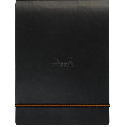 Обложка Rhodia, А5, черный, кожаная, с логотипом 118940C,