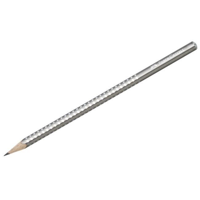Карандаш ч/г Faber-Castell "Sparkle" B, трехгран., заточен., серебряный