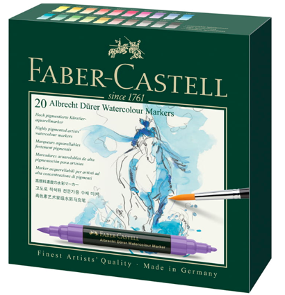 Акварельные маркеры Albrecht Durer Faber-Castell набор 20 цветов на водной основе купить в магазине маркеров ArtCraft.Space с доставкой по РФ и СНГ