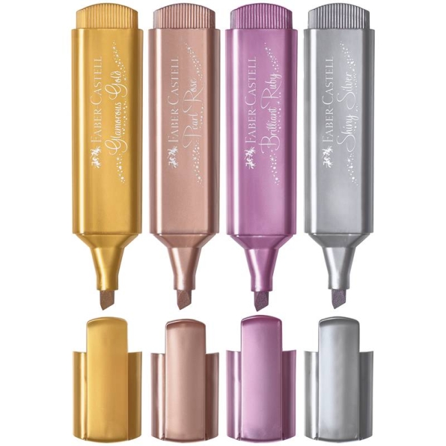 Набор маркеров-текстовыделителей Faber-Castell TL-46 металлик 4 цвета купить в магазине ArtCraft.Space Набор маркеров-текстовыделителей Faber-Castell TL-46 металлик 4 цвета купить в магазине ArtCraft.Space