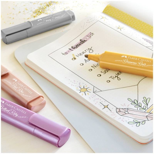 Набор маркеров-текстовыделителей Faber-Castell TL-46 металлик 4 цвета купить в магазине ArtCraft.Space Набор маркеров-текстовыделителей Faber-Castell TL-46 металлик 4 цвета купить в магазине ArtCraft.Space