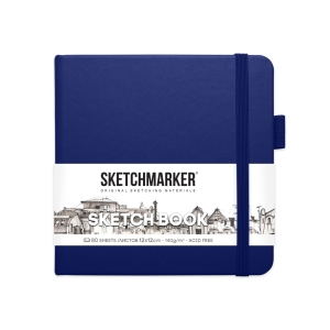 Блокнот для зарисовок Sketchmarker 140г/кв.м 12*12см 80л твердая обложка  Королевский синий