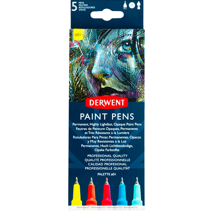 Набор капиллярных ручек Derwent Paint Pens №1 5 цветов перо 0.5 мм купить в художественном магазине ArtCraft.Space