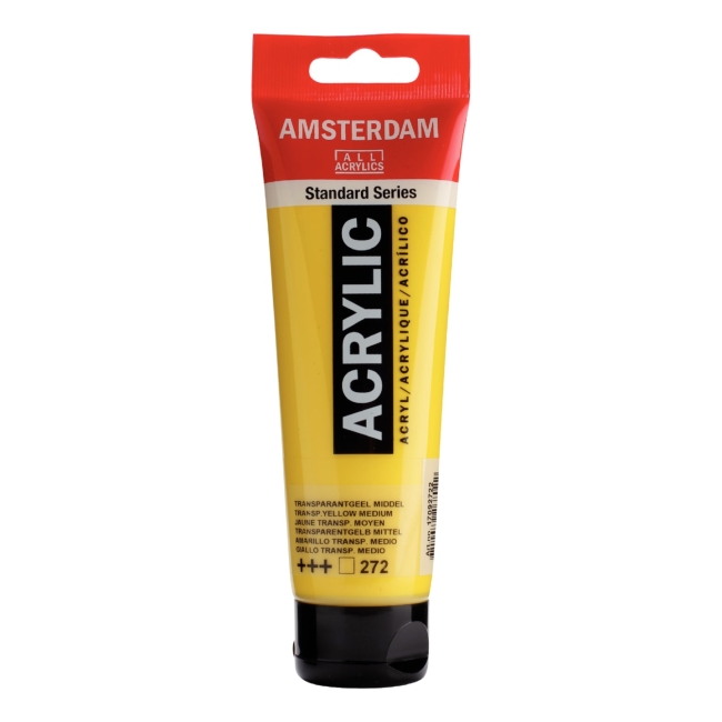 Краска акриловая Amsterdam туба 120мл №272 Жёлтый средний прозрачный