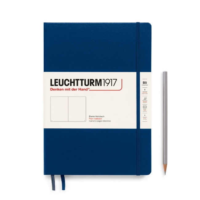 Блокнот Leuchtturm1917 Composition B5 (17.8x25.4см), 80г/м2 - 109л.без линовки твердая обложка, цвет: Синий Неви