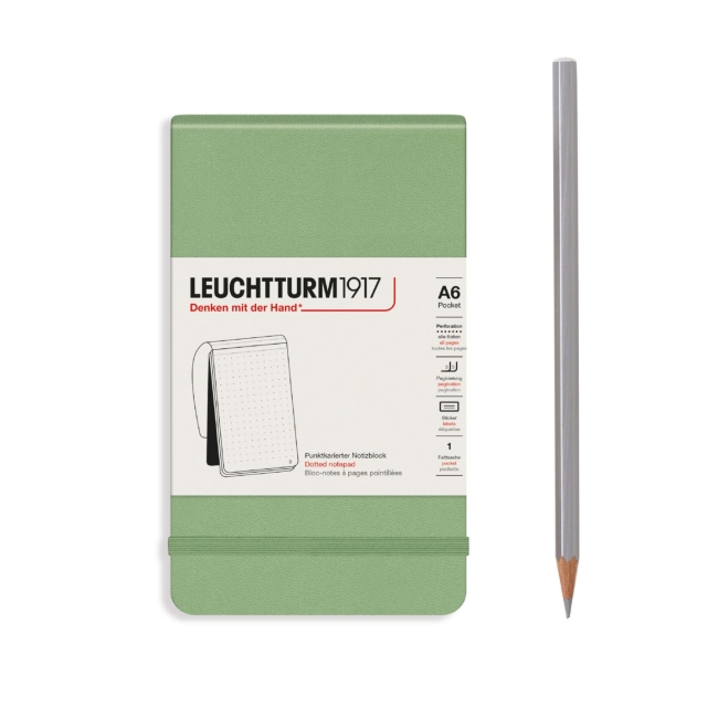 Блокнот Leuchtturm1917 Portrait Pocket A6 (9x15см.) 80г/м2 - 184 стр. в точку, твердая обложка, цвет: Шалфей
