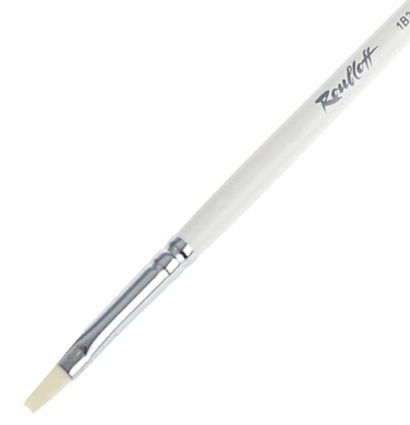 Кисть Roubloff синтетика  №6 плоская белая для акрила, гуаши, масла с длинной ручкой купить в художественном магазине ArtCraft.Space с доставкой по всему миру