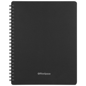 Тетрадь 48л. А5 клетка на гребне OfficeSpace "Base", пластиковая обложка, черная