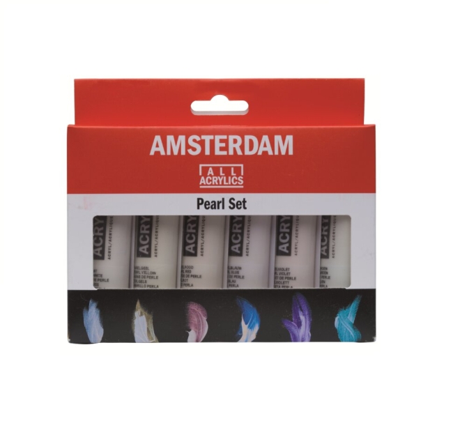 Набор перламутроых акриловых красок Amsterdam Standard Series Pearl Set 6 цветов в тубах 20 мл купить в магазине художественных товаров ArtCraft.Space с доставкой по РФ И СНГ