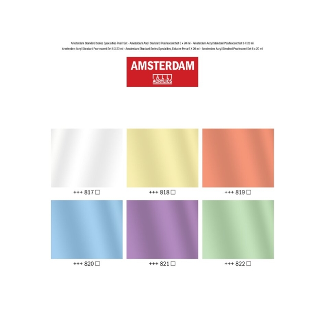 Набор перламутроых акриловых красок Amsterdam Standard Series Pearl Set 6 цветов в тубах 20 мл купить в магазине художественных товаров ArtCraft.Space с доставкой по РФ И СНГ