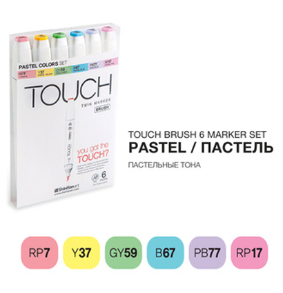 Купить набор маркеров для скетчинга Touch Brush 6 штук пастельные цвета в магазине товаров для скетчинга ArtCraft.Space с доставкой по РФ
