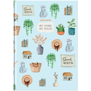 Скетчбук 100л., А5 7БЦ BG "Good vibes", матовая ламинация, выб. лак, 100г/м2