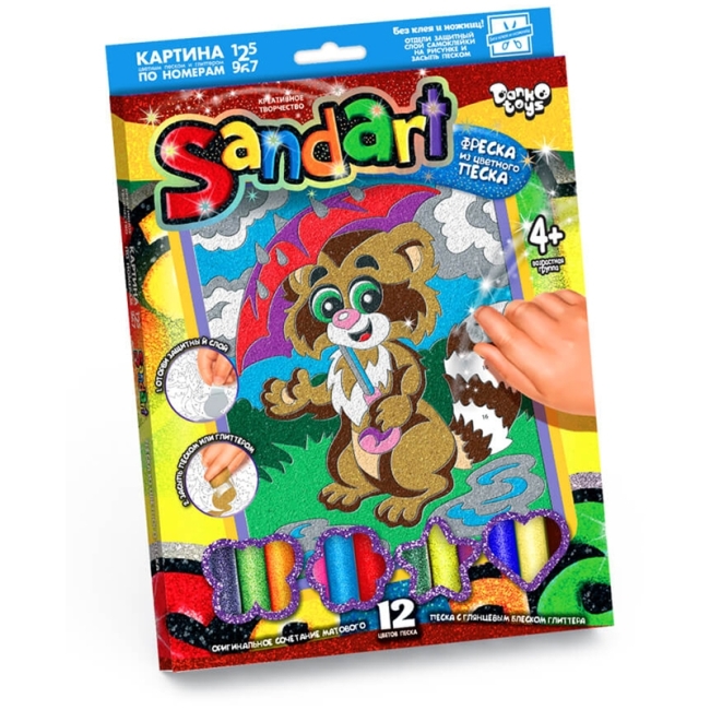 Фреска-картина из песка Danko toys "Sand Art. Енот", картонная коробка
