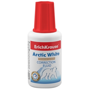 Корректирующая жидкость Erich Krause "Arctic White", 20мл, на химической основе, с кистью