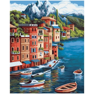 Картина по номерам Greenwich Line "Город в горах", 40*50см, с акриловыми красками, холст