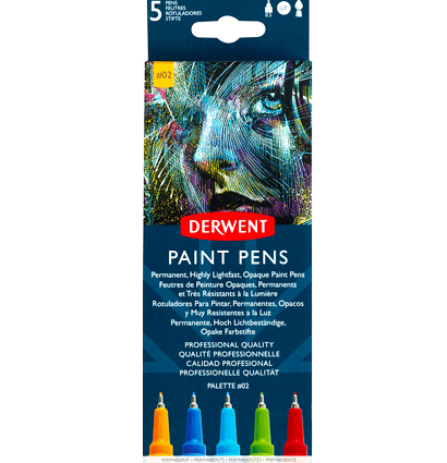 Набор капиллярных ручек Derwent Paint Pens №2 5 цветов перо 0.5 мм купить в художественном магазине ArtCraft.Space