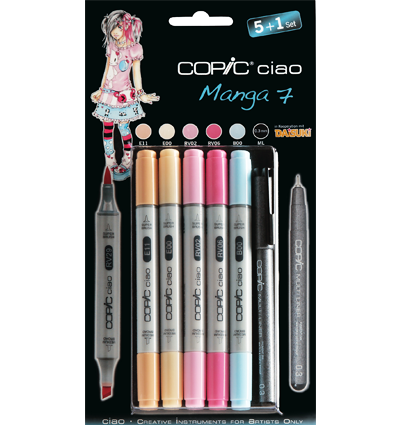 Набор маркеров Copic Ciao Hue Colors 5+1 с кистью для рисования (цветные маркеры + линер) Копик Чао купить в художественном магазине ArtCraft.Space с доставкой по РФ и СНГ