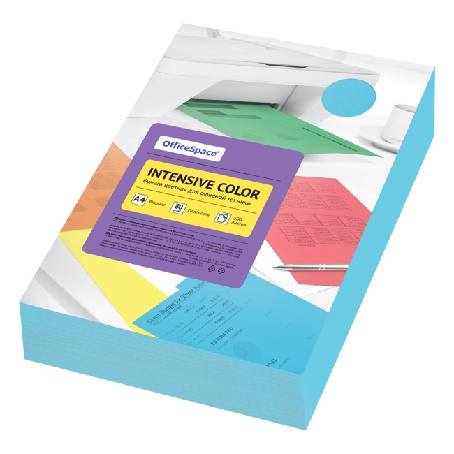 Бумага цветная OfficeSpace "Intensive Color", А4, 80г/м2, 500л., (голубой)