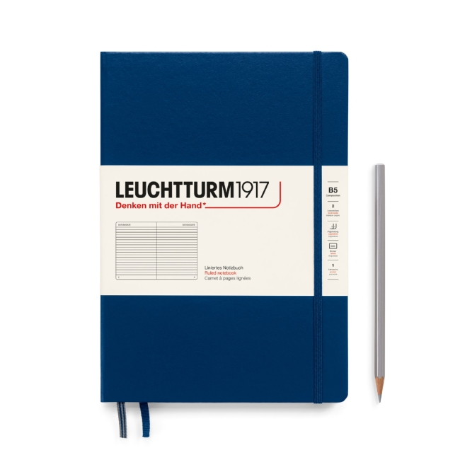 Блокнот Leuchtturm1917 Composition B5 (17.8x25.4см), 80г/м2 - 109л.в линейку твердая обложка, цвет: Синий Неви