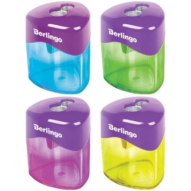 Точилка пластиковая Berlingo "DoubleColor" 2 отверстия, контейнер, ассорти