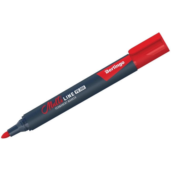 Маркер перманентный Berlingo "Multiline PE300" красный, пулевидный, 3мм Маркер перманентный Berlingo "Multiline PE300" красный, пулевидный, 3мм