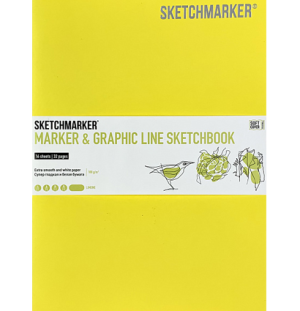 Скетчбук SKETCHMARKER MARKER & GRAPHIC LINE 180г/м.кв 176х250мм 16л мягкая обложка цв. лимонный