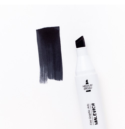 Маркер спиртовой Малевичъ GrafArt Brush, Черный,
