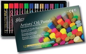 Пастель MUNGYO масляная 12 ( 6 флуоресцентных + 6 металлик) в картонной коробке