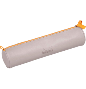 Пенал Rhodiarama 21,5х5см круглый кожаный серебряный