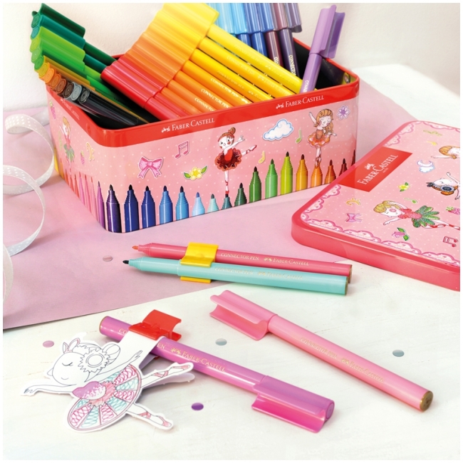 Набор для рисования Faber-Castell "Connector Ballerina" 33 фломастера+10 клипс+2 карты для раскраш. Набор для рисования Faber-Castell "Connector Ballerina" 33 фломастера+10 клипс+2 карты для раскраш.