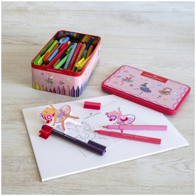 Набор для рисования Faber-Castell "Connector Ballerina" 33 фломастера+10 клипс+2 карты для раскраш. Набор для рисования Faber-Castell "Connector Ballerina" 33 фломастера+10 клипс+2 карты для раскраш.
