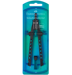 Циркуль Faber-Castell "Factory", голубой , + грифели, пластиковый футляр
