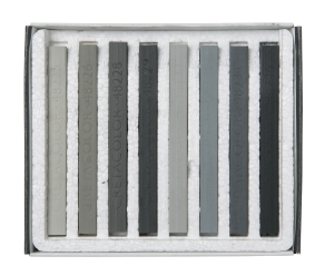 Набор сухой пастели серых оттенков, размер пастели 7х7, длина пастели 72 мм, 8 цветов, картонная коробка