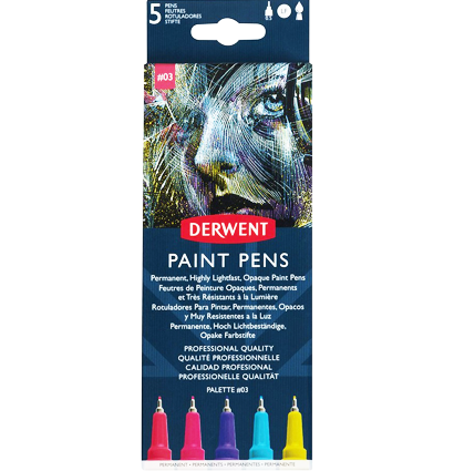 Набор капиллярных ручек Derwent Paint Pens №3 5 цветов перо 0.5 мм купить в художественном магазине ArtCraft.Space