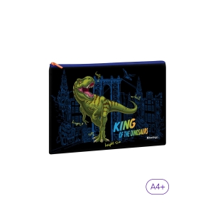 Папка текстильная 1 отделение, А4 Berlingo "T-Rex style", 335*245мм, полиэстер, на молнии