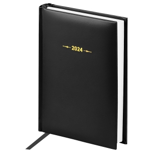 Ежедневник датированный 2024г., А6, 176л., балакрон, OfficeSpace "Ariane", черный