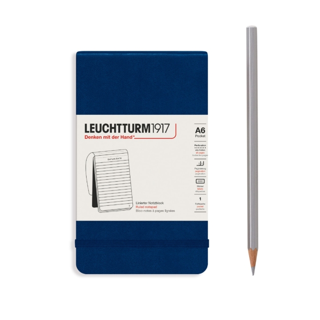 Блокнот Leuchtturm1917 Portrait Pocket A6 (9x15см.) 80г/м2 - 184 стр. в линейку, твердая обложка, цвет: Синий Неви