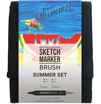 Набор маркеров Sketchmarker Brush / Скетчмаркер Браш "Summer - Лето" 12 цветов в сумке купить в магазине маркеров ArtCraft.Space с доставкой по РФ и СНГ