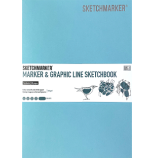 Скетчбук SKETCHMARKER MARKER & GRAPHIC LINE 180г/м.кв 176х250мм 16л мягкая обложка цв. небесно-голуб,