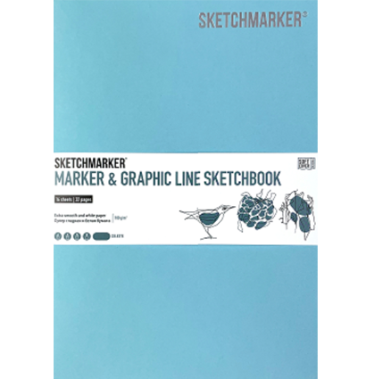 Скетчбук Sketchmarker Marker & Graphic Line универсальный небесно-голубой с мягкой обложкой 17х25 см / 16 листов / 180 гм купить в магазине ArtCraft.Space