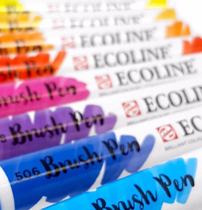 Акварельные маркеры Ecoline Brush Pen в наборе 5 Yellow (желтые) купить для акварельного скетчинга в магазине ArtCraft.Space с доставкой по РФ и СНГ