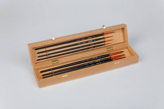 Набор кистей для рисования Roubloff №2 колонок круглые 5 штук в деревянной шкатулке купить в художественном магазине ArtCraft.Space с доставкой по РФ и СНГ