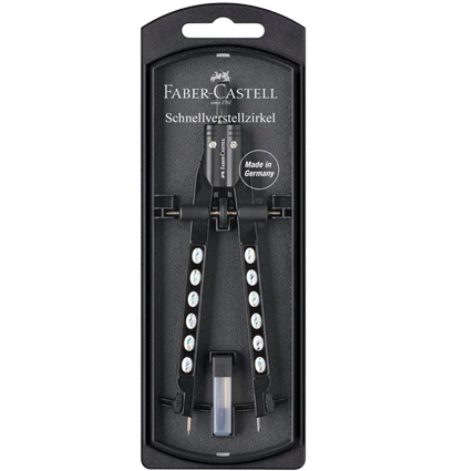 Циркуль Faber-Castell Factory черно-белый с грифелями в футляре купить в магазине ArtCraft.Space