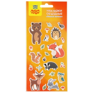 Наклейки объемные Мульти-Пульти "Лесные жители", 10*22см, 23 наклейки, инд. уп., европодвес