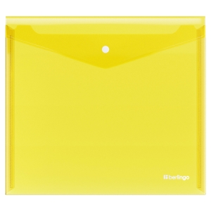 Папка-конверт на кнопке Berlingo "No Secret", А5+, 200мкм, желтая