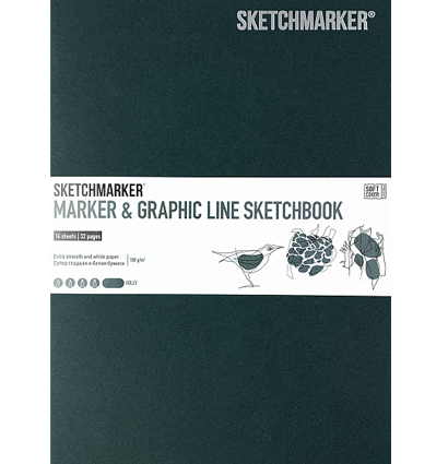 Скетчбук Sketchmarker Marker & Graphic Line универсальный тёмно-зелёный с мягкой обложкой 17х25 см / 16 листов / 180 гм купить в магазине ArtCraft.Space с доставкой