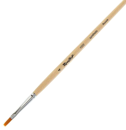 Кисть Roubloff синтетика №4 плоская рыжая для акварели, гуаши, масла с длинной ручкой купить в художественном магазине ArtCraft.Space с доставкой по всему миру